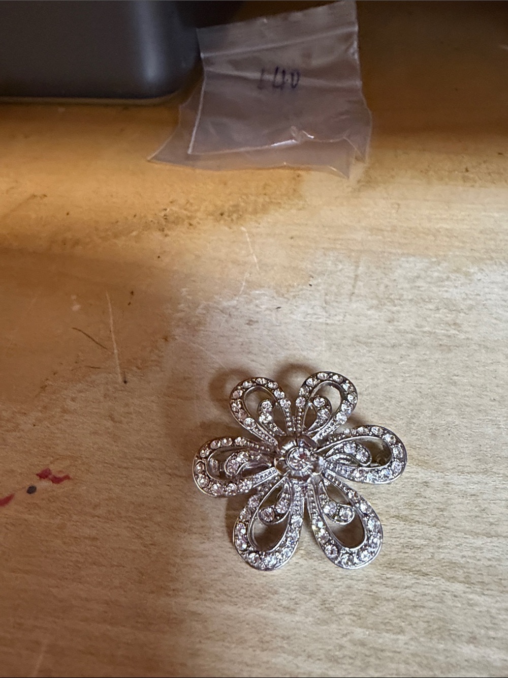 Silver Crystal Flower Brooch Pin - Sparkling Floral Accent